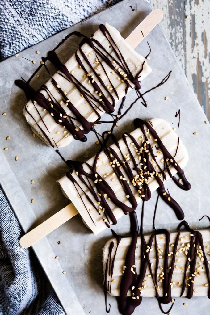 Chocolate Banana Tahini Popsicles