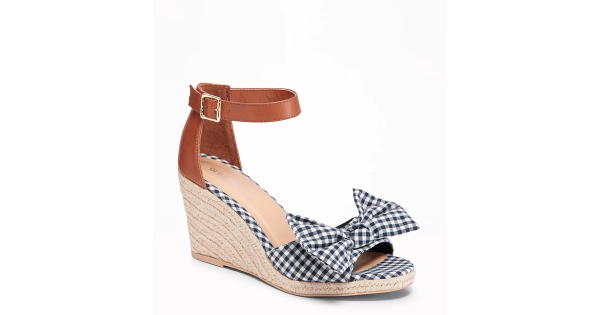 Old Navy Gingham Bow-Tie Espadrille Wedges | Best Wedges 2018 | POPSUGAR Fashion Photo 12
