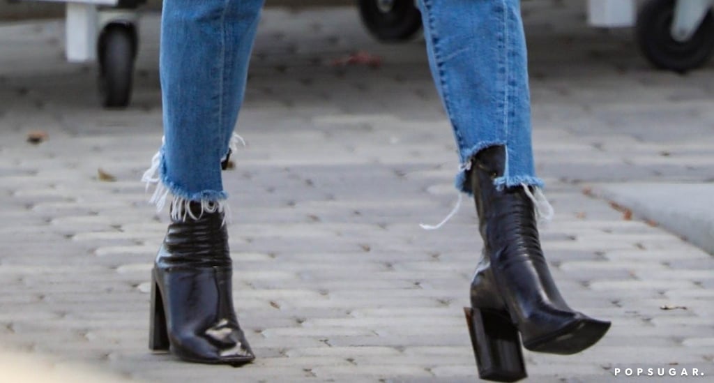 Selena Gomez Black Boots in Patent Leather 2018