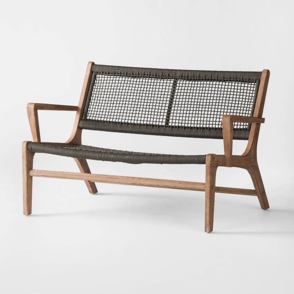 Oceans Wood and Rope Patio Loveseat