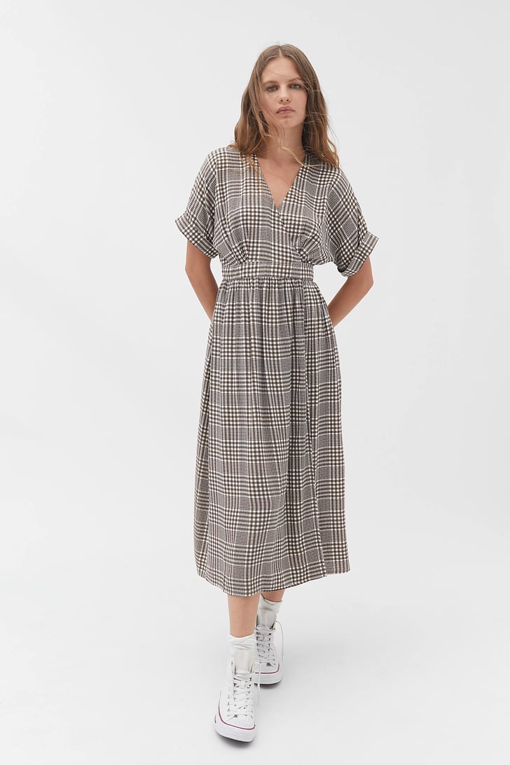Uo gabrielle linen shop midi wrap dress