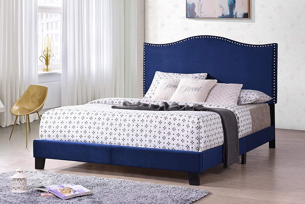 Kings Brand Furniture Clarno Velvet Upholstered Bed