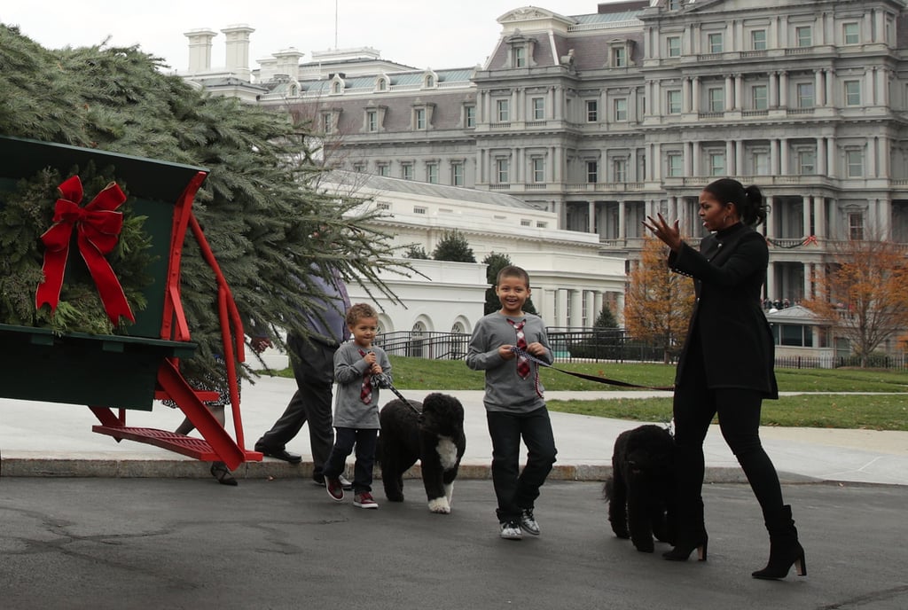 Michelle Obama Welcomes White House Christmas Tree 2016