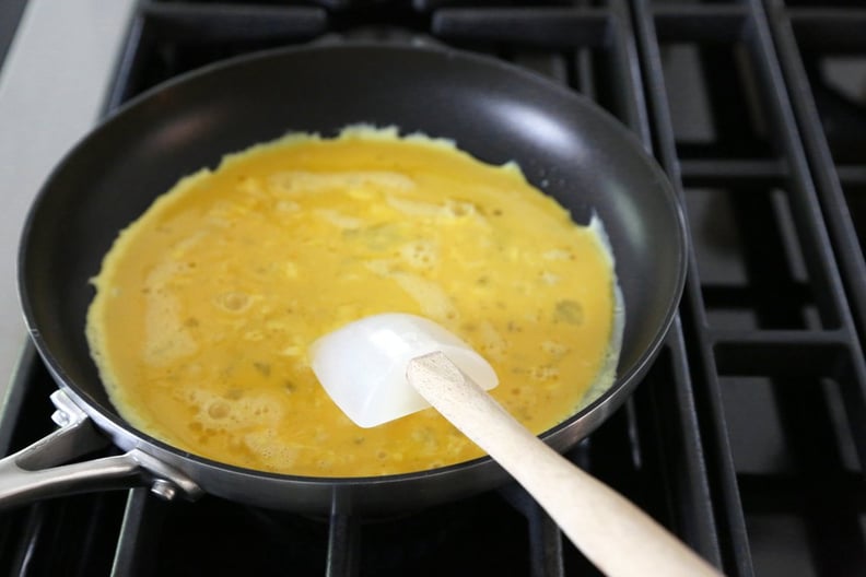 Scramble eggs with ghee.