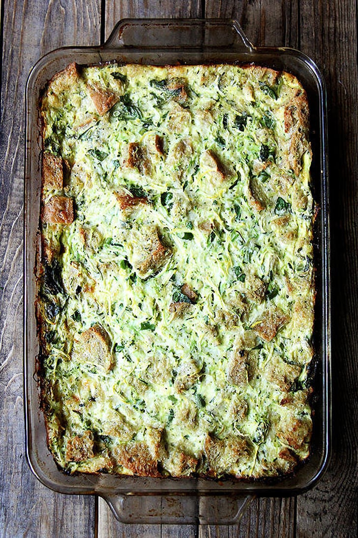 Zucchini, Summer Squash, and Broccoli Strata Vegetarian Casserole