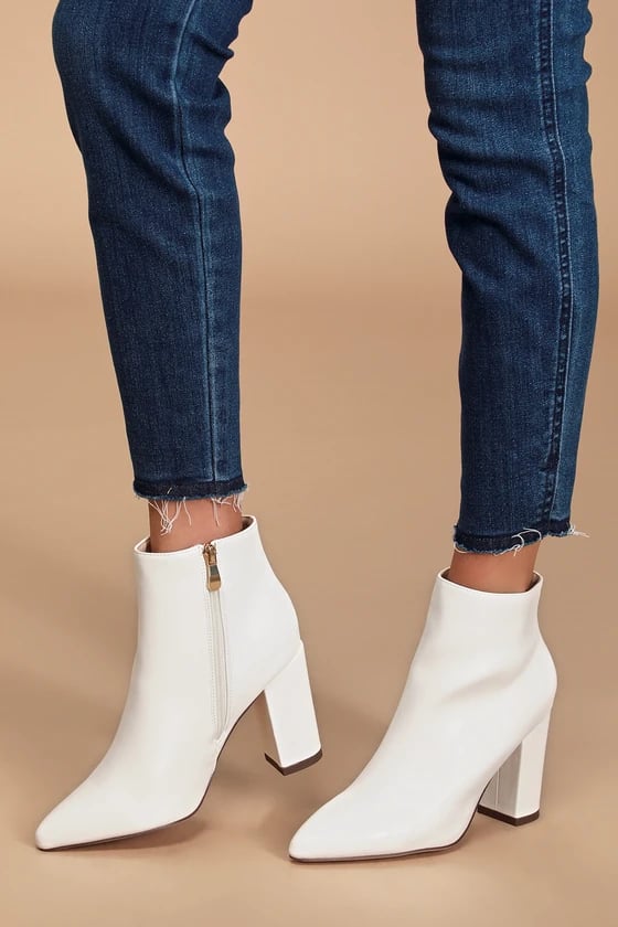 White Ankle Boot Lulus Ottava White High Heel Booties.webp