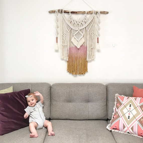 Copper-Tipped Macrame Wall Hanging
