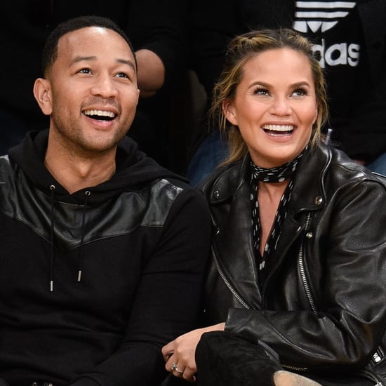 John Legend and Chrissy Teigen at Lakers Game March 2016