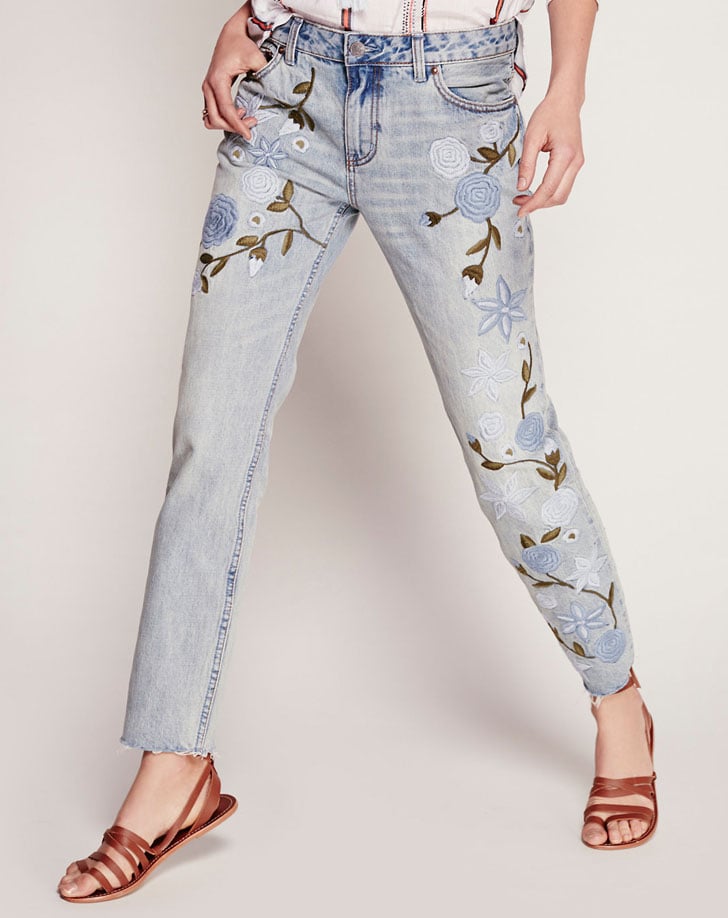Shower Me With Flowers' Denim Jeans 
