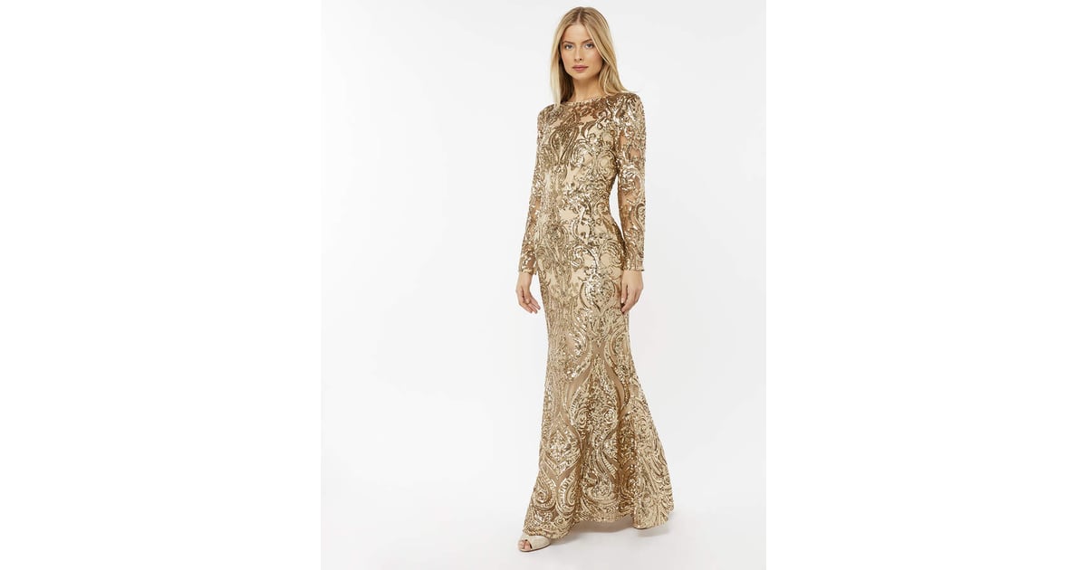 Monsoon gold sequin maxi dress 2025