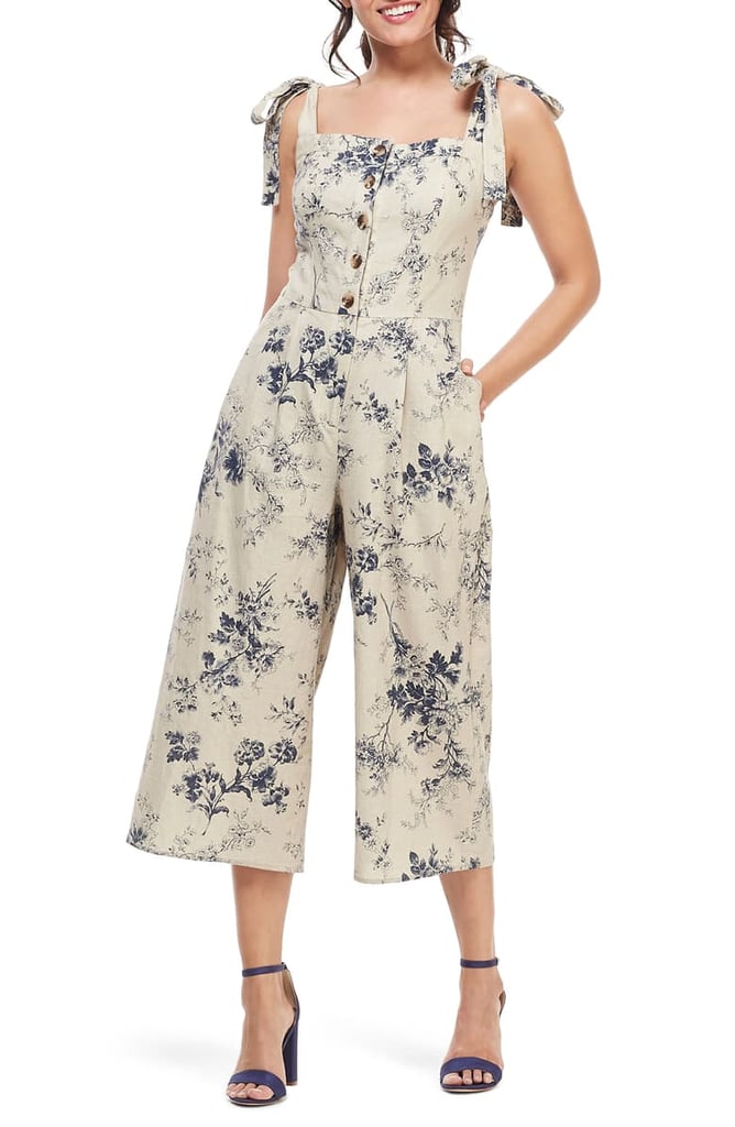 Gal Meets Glam Collection Magnolia Smocked Back Linen Blend Jumpsuit