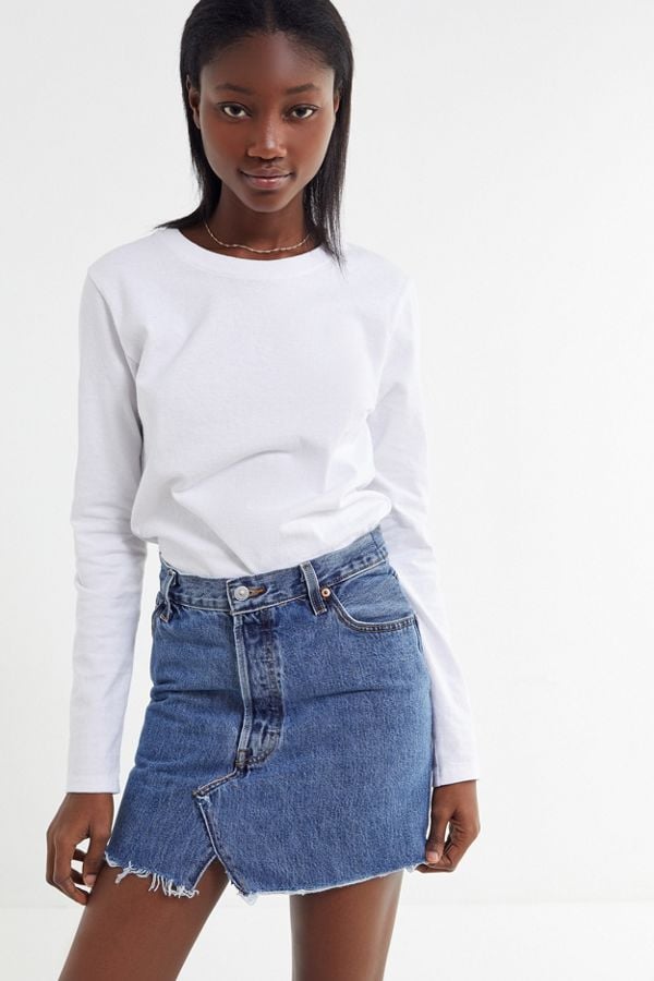 Urban Renewal Remade Levi's Notched Denim Mini Skirt | 6 Denim Trends  Taking Over This Fall | POPSUGAR Fashion Photo 21
