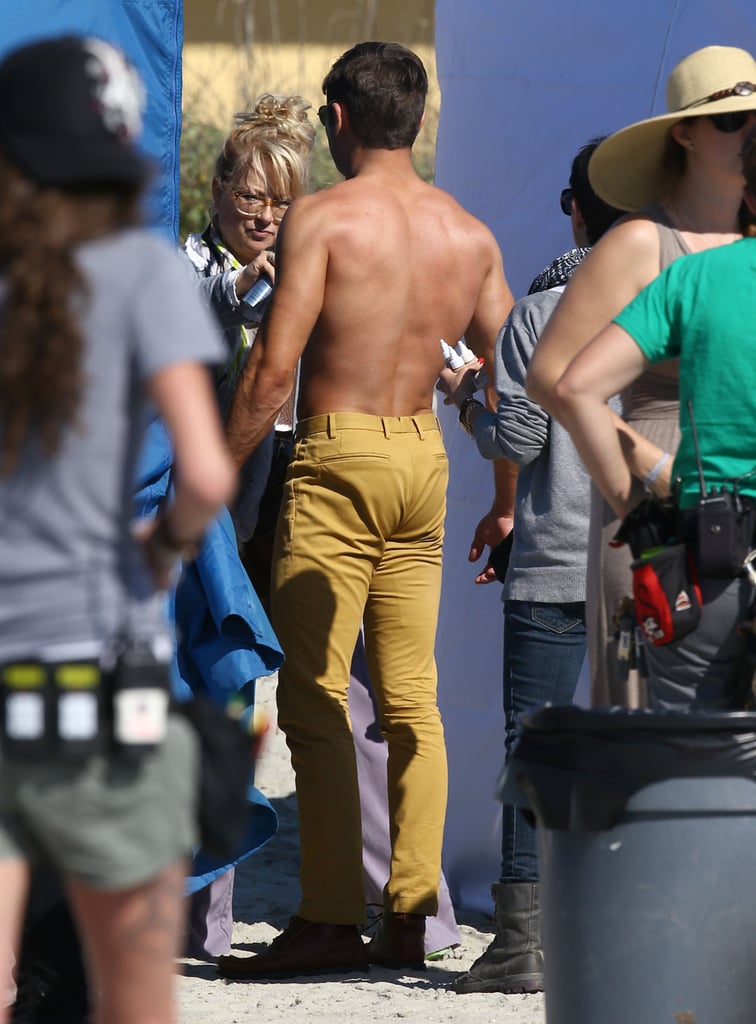 Zac Efron Shirtless on the Set of Dirty Grandpa.