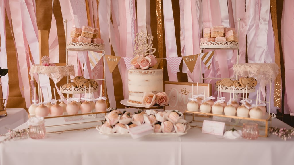 rose gold baby shower centerpieces