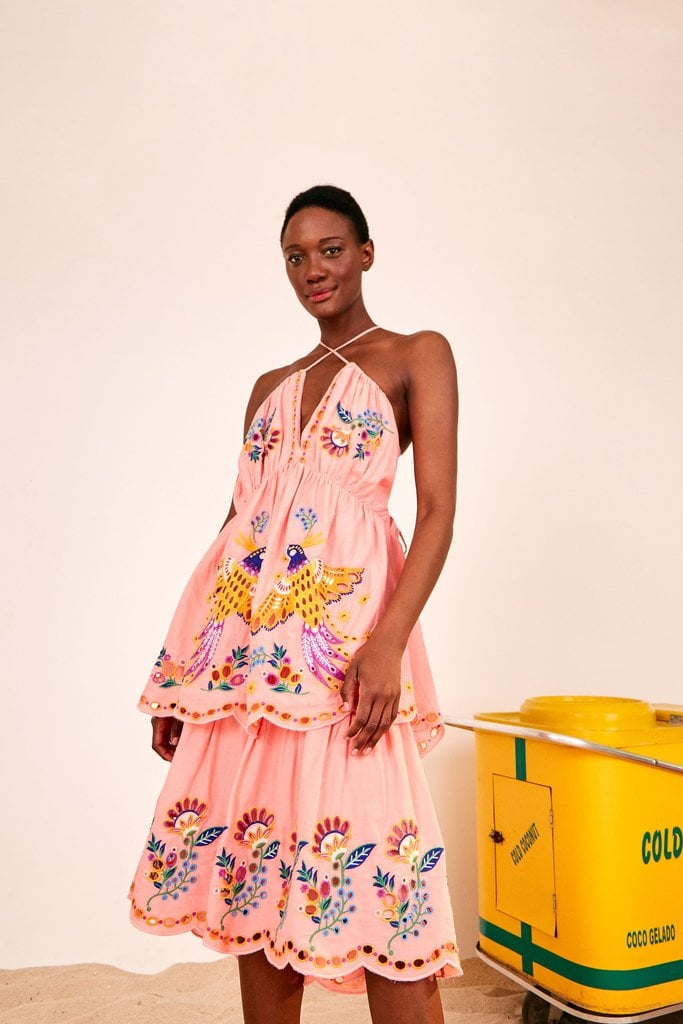 Farm Rio Richillieu Crossed Front Midi Dress
