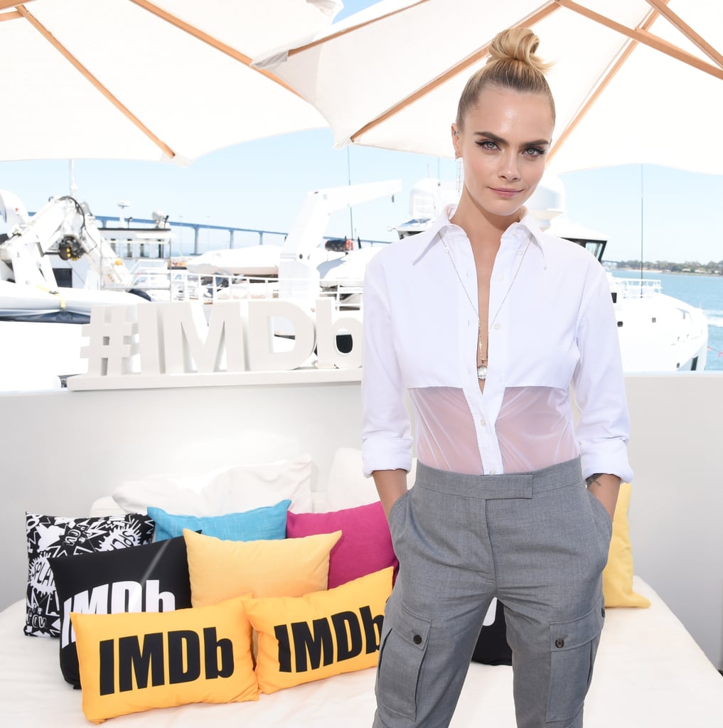 Cara Delevingne’s Denim Eyeliner and Topknot Comic-Con 2019