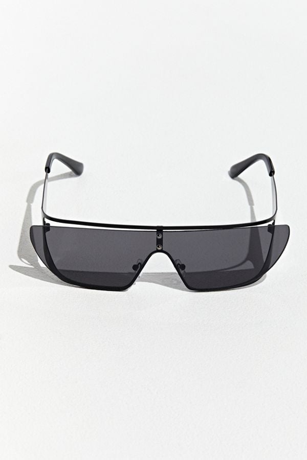 Metal Cutout Lens Wrap Sunglasses