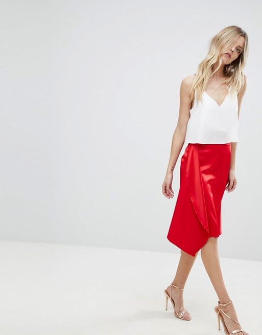 ASOS Satin Midi Skirt With Thigh Split