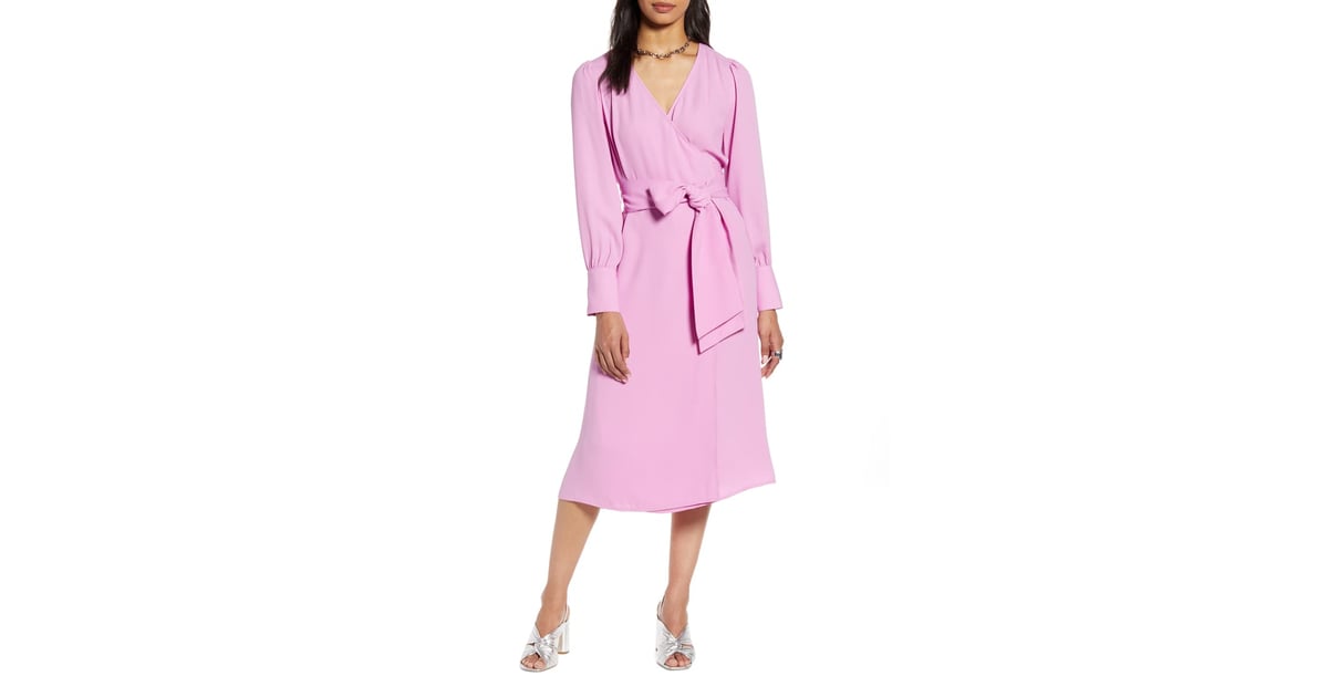 Halogen Long-Sleeve Wrap Midi Dress 