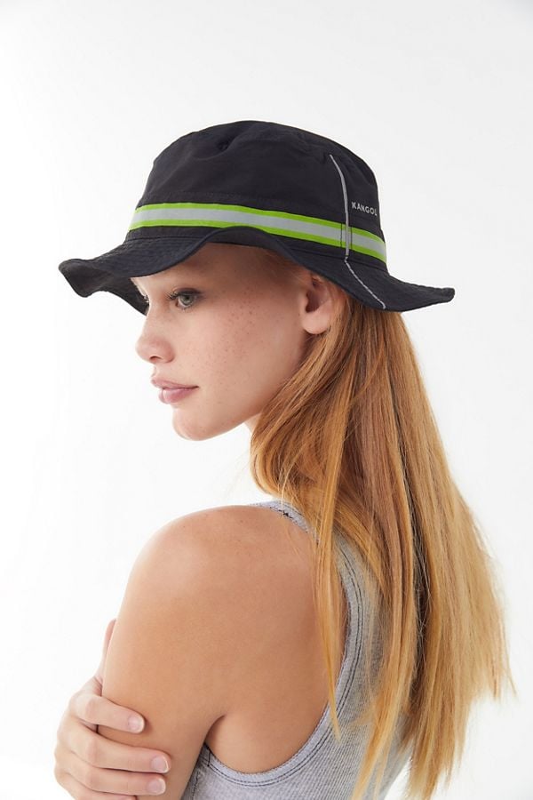 Kangol Urban Utility Bucket Hat Kaia Gerber Jeans and Tube Top With