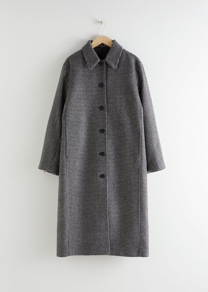 & Other Stories Houndstooth Wool Blend Long Coat