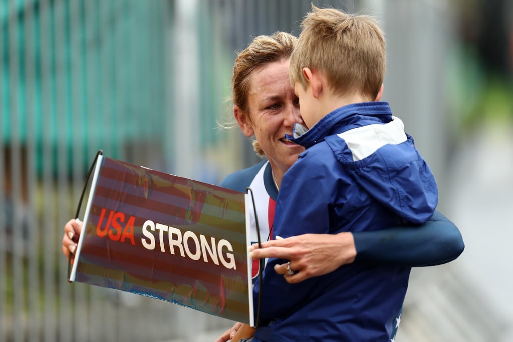 Kristin Armstrong Hugs Son After Winning Third Gold Medal