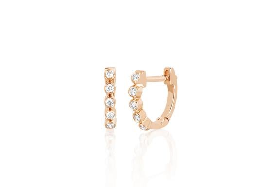 EF Collection Diamond Mini Bezel Huggie Earring