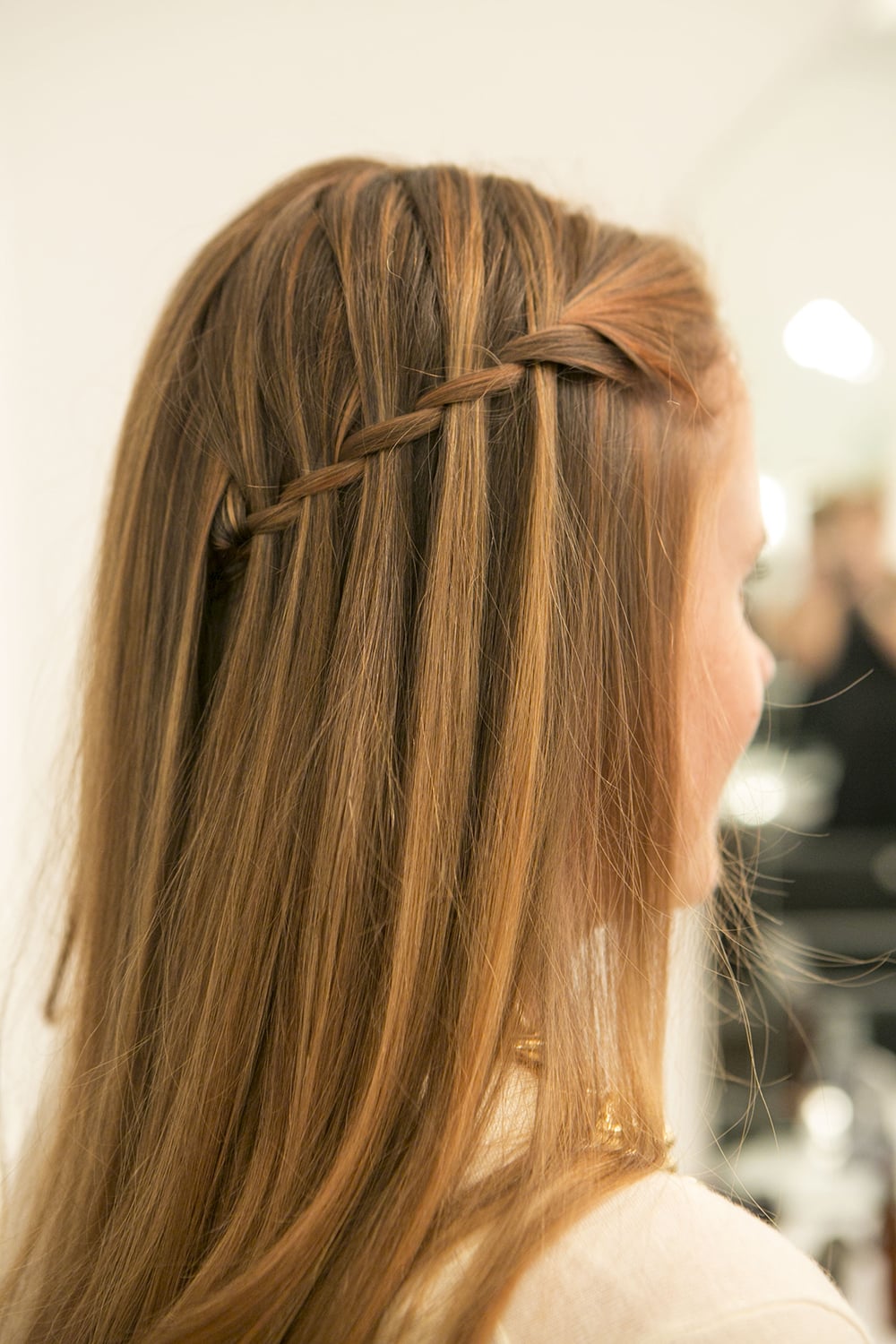 Image of The waterfall braid hairstyle for oval faces