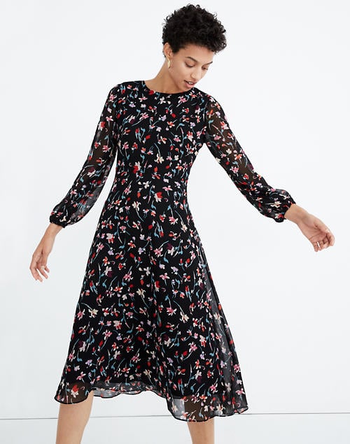 Sheer sleeve midi dress top