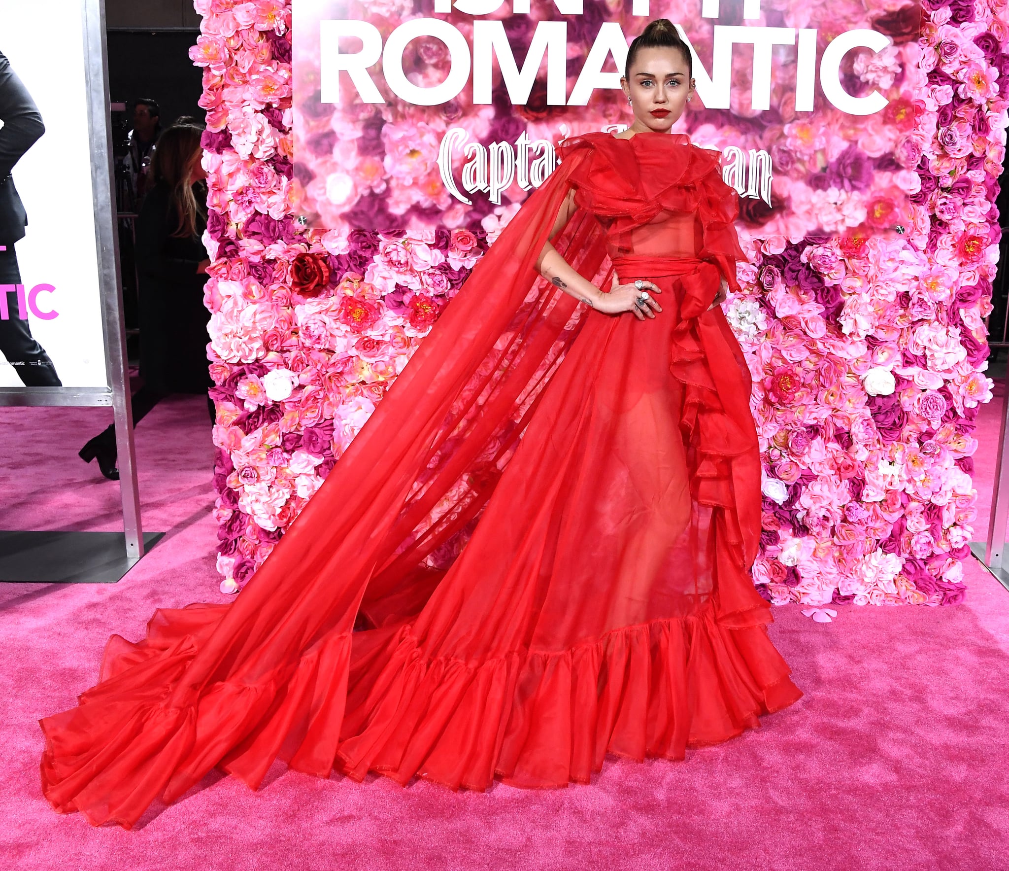 Miley Cyrus S Red Dress At Isn T It Romantic Premiere Popsugar