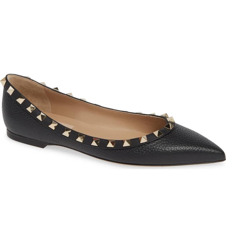 VALENTINO GARAVANI Rockstud Pointy Toe Flats