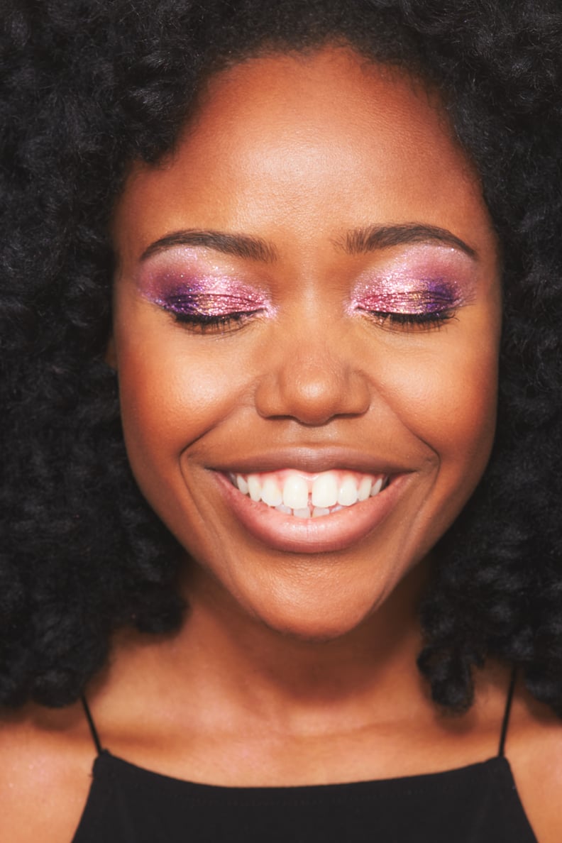 Glitter Strobing on Eyes: Deep Skin Tone