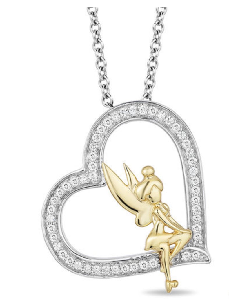 Enchanted Disney Tinker Bell Diamond Heart Pendant