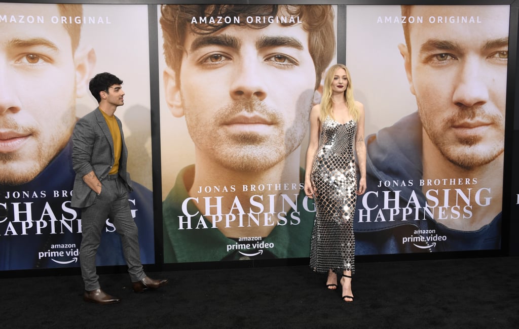 Sophie Turner Silver Chainmail Dress With Joe Jonas