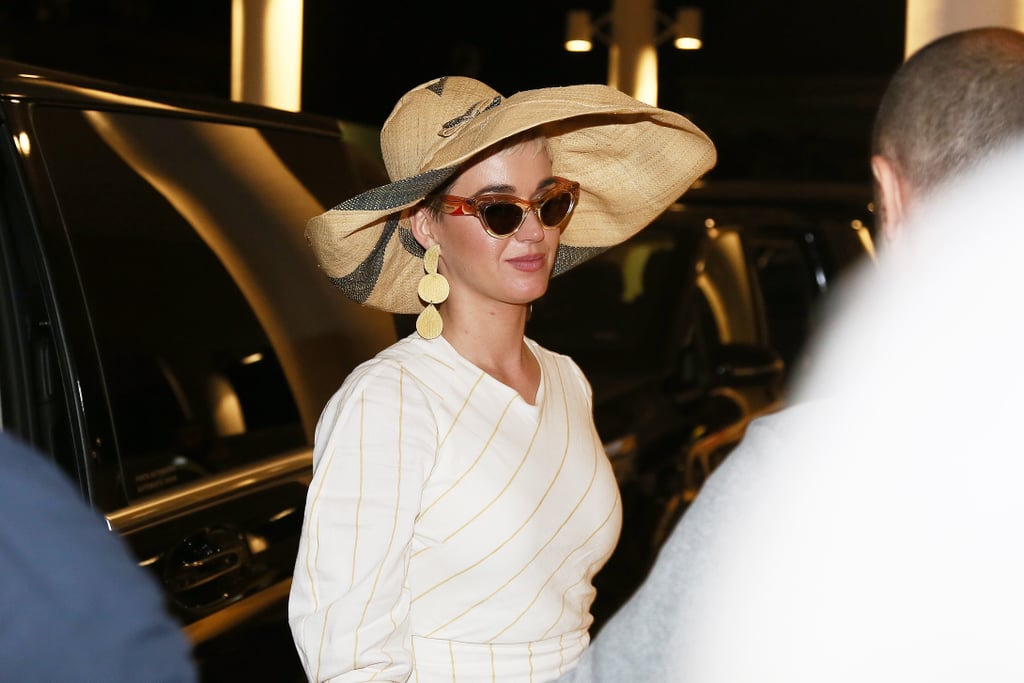 Katy Perry White Striped Dress in Italy