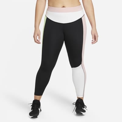 NEW..NIKE ONE WOMEN PLUS SIZE M MID RISE 7/8 COLOR BLOCK LEGGINGS