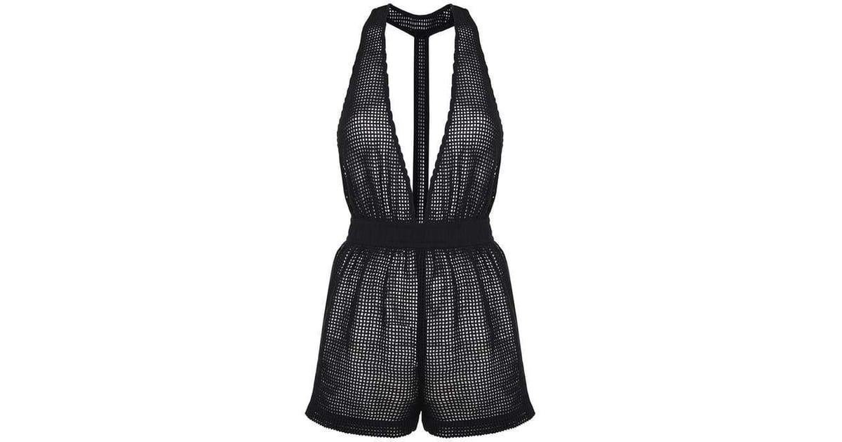Kendall + Kylie at Topshop Mesh plunge front playsuit ($68) | Kendall ...