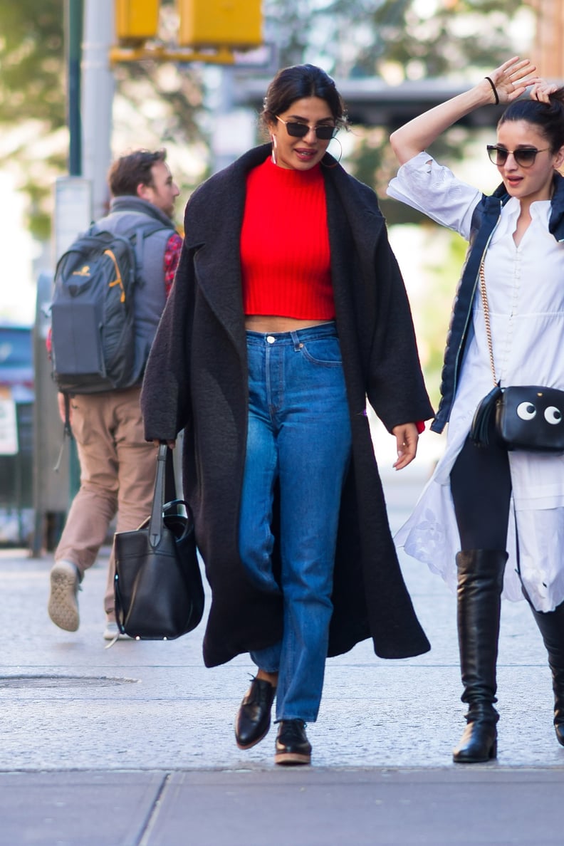 Priyanka Chopra's Red Crop Top and Jeans