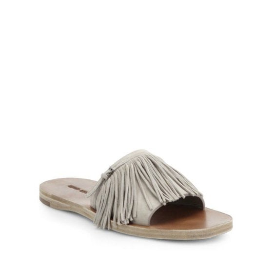 Miu Miu Suede Fringed Slide Sandals ($490)