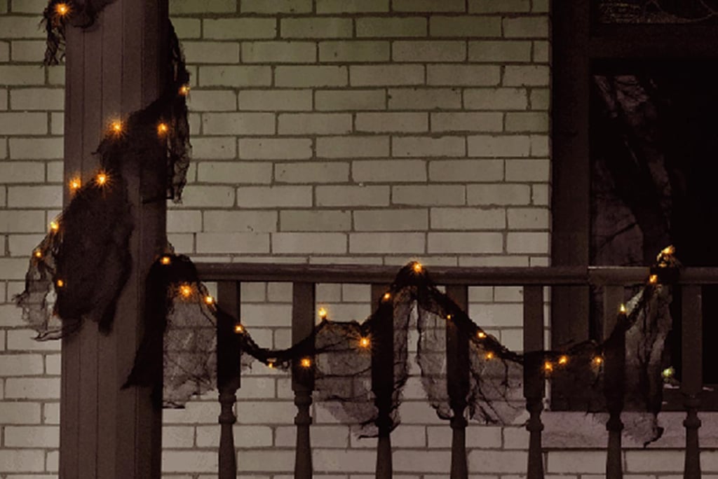 Black Lighted Garland With Orange Lights​