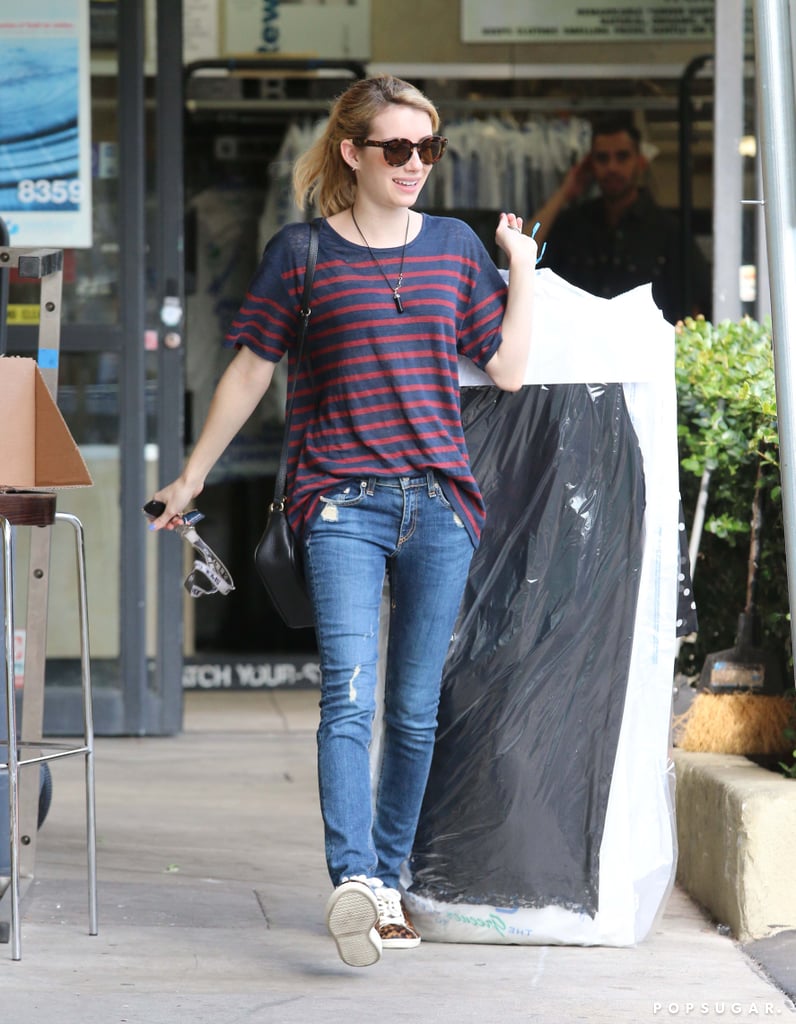 Emma Roberts was in good spirits while picking up her dry cleaning in LA on Thursday.