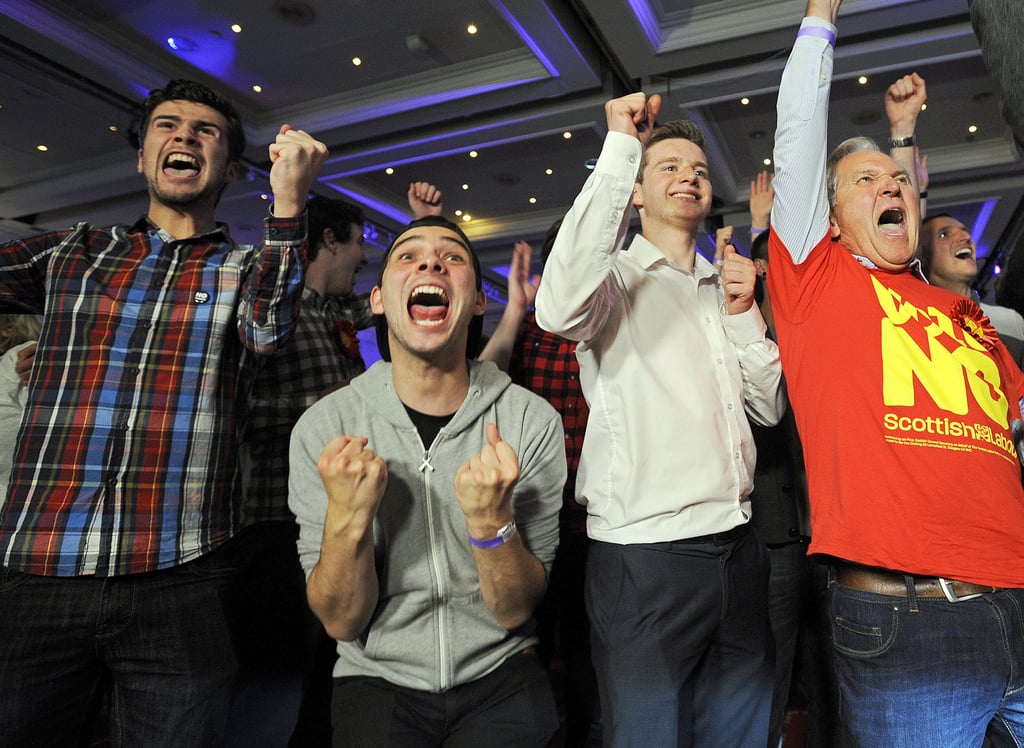"No" supporters celebrated in Glasgow.