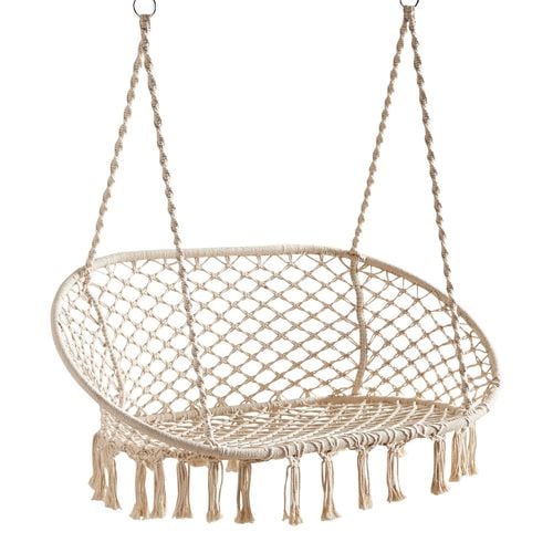 Natural Macrame Double Saucer Swing