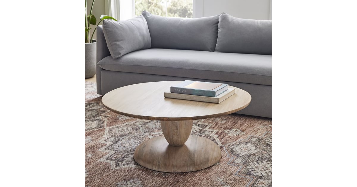 West Elm Round Pedestal Coffee Table / West Elm Wood Round Coffee Table