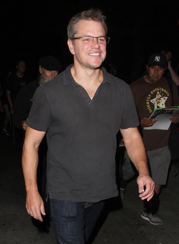 Matt Damon was all smiles after stopping by the Come to Papa Live! radio show in LA on Tuesday.