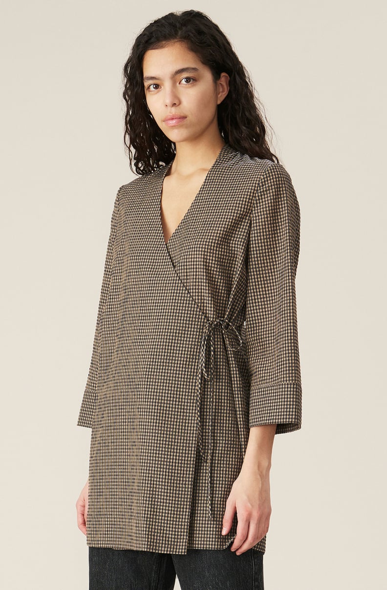 Ganni Seersucker Check Blazer Dress