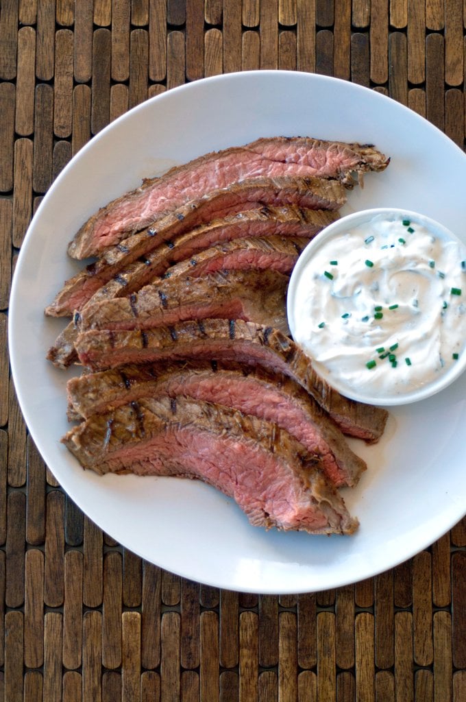 Greek Yogurt Garlic Marinated Flank Steak