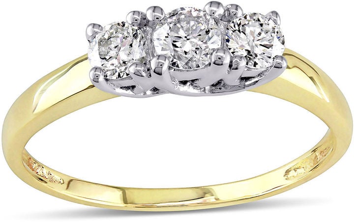 JCPenney Yellow Gold Three-Stone Engagement Ring