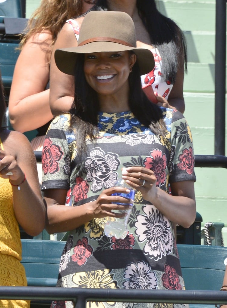 Gabrielle Union was all smiles at the WTA Open in Miami on Saturday.
