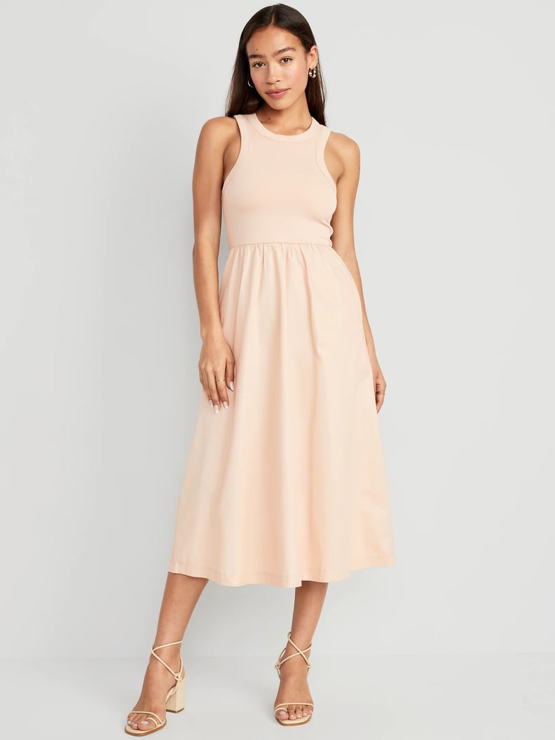 Old Navy Fit & Flare High-Neck Combination Midi Dress